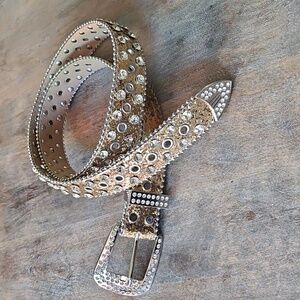 NWT Western Gold Glitter Rhinestone Studded Women's Belt